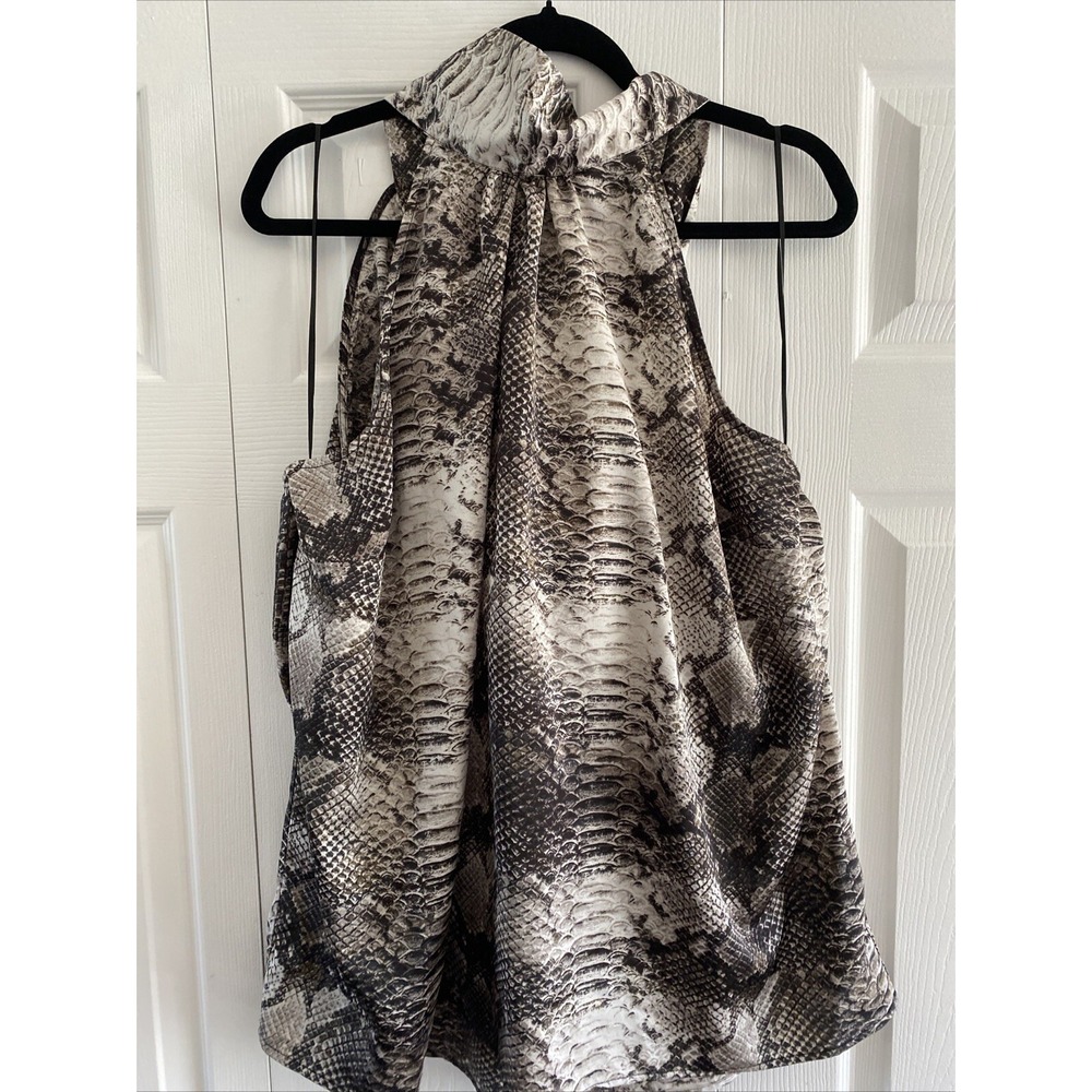 1.STATE Snakeskin Halter Top Womens Size 3X Gray Brown Animal Print Blouse